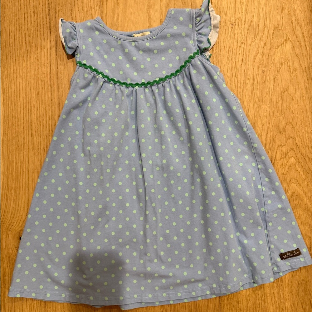 Matilda Jane Blue Dress with Green Polka Dots